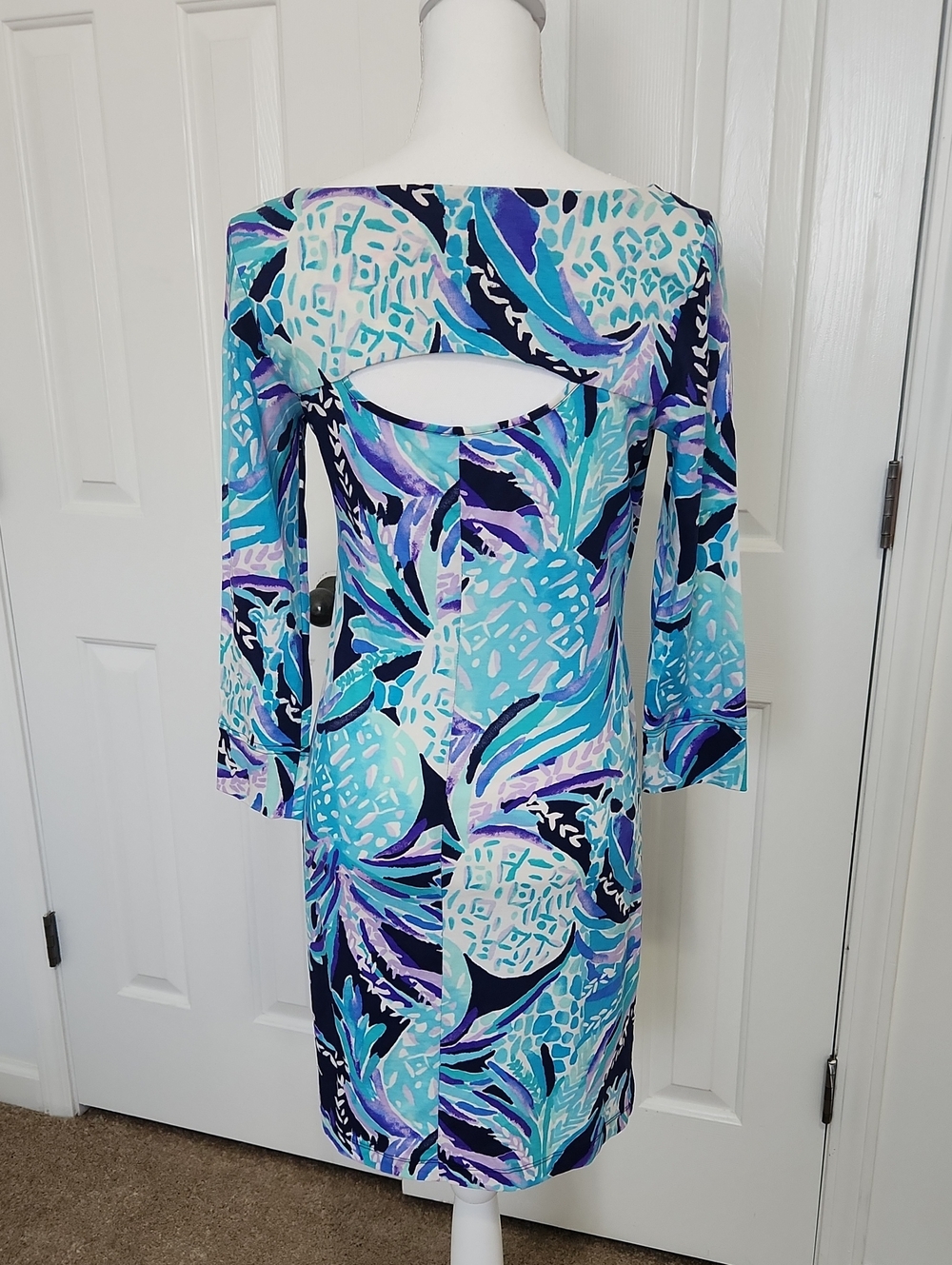 Lilly Pulitzer Hollee Dress S "Alotta Colada" 100% Cotton Coastal Tropical Beach - Picture 3 of 4